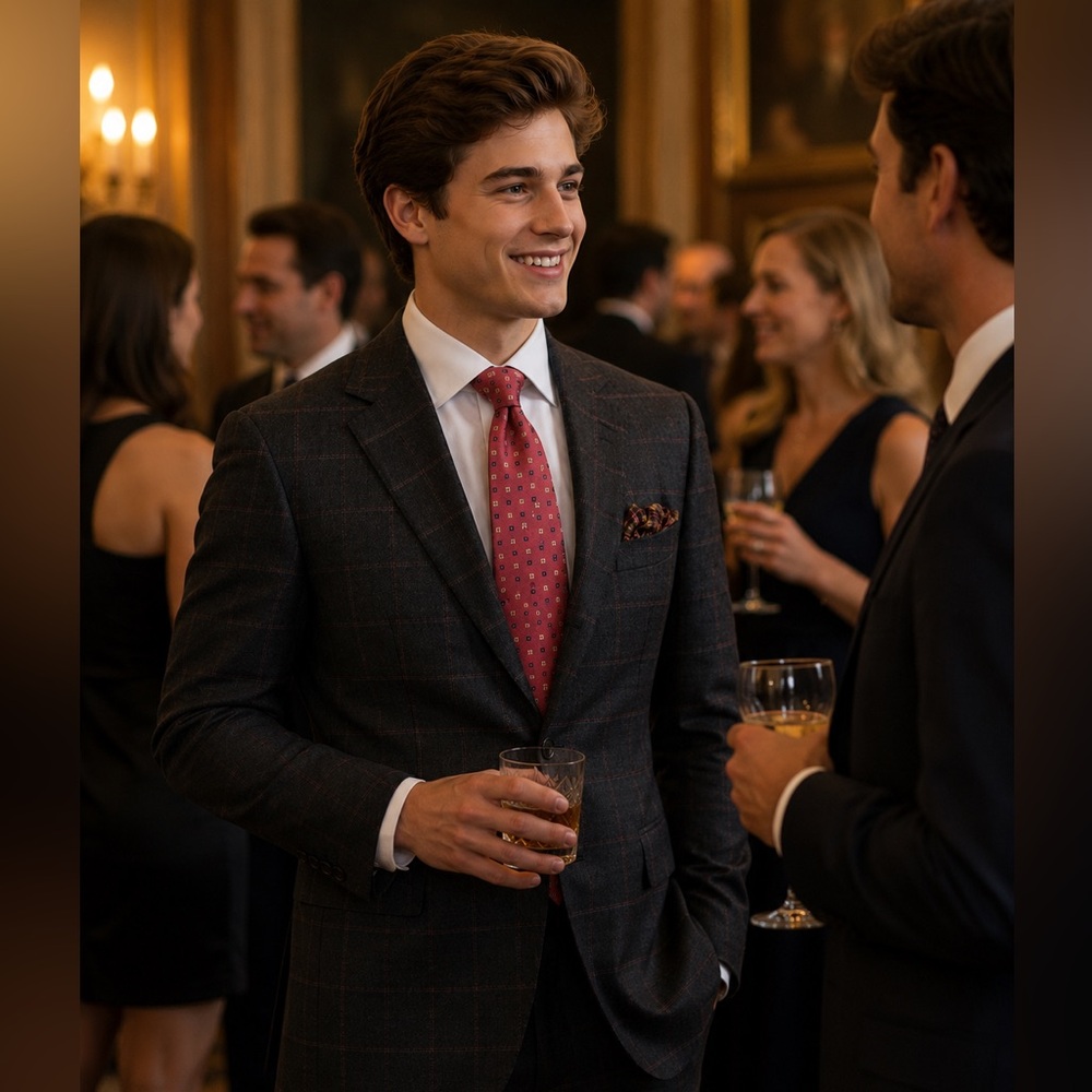 Kiton Cashmere Charcoal Windowpane Blazer with Luxury Wool Tie & Kiton Pocket Sq - Picture 6 of 8